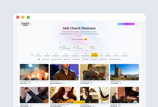 Screen shot of category search