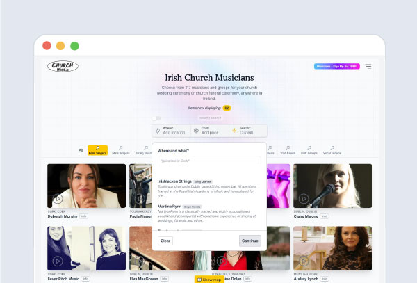 Screenshot of general search