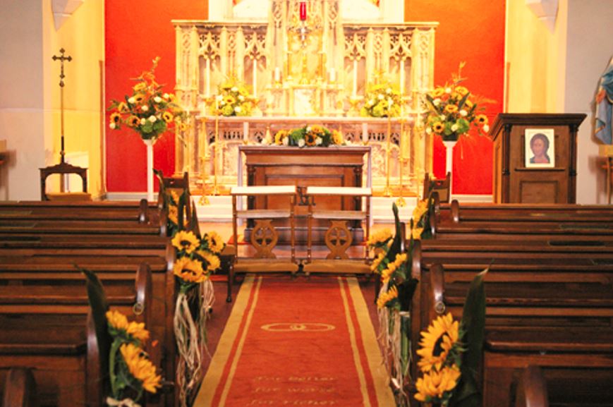Interior of a church where wedding musicians perform