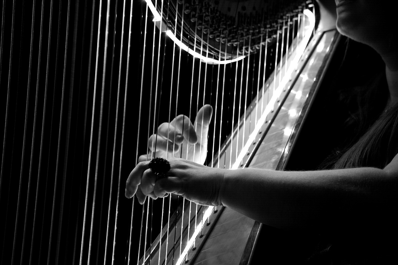 Close up of harp that is used at a traditional Irish wedding ceremony